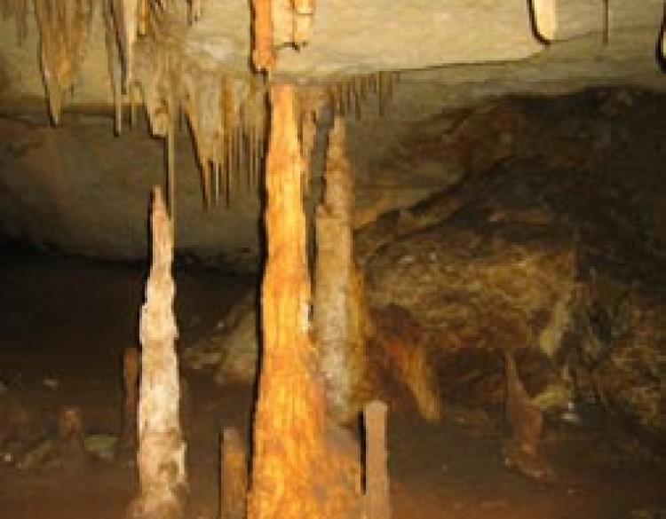 Underground scene of  Stalagmites and Stalagtites